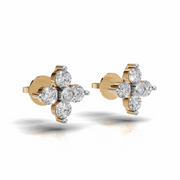 Flower Diamond Cluster Earring - 18Kt Gold vermeil